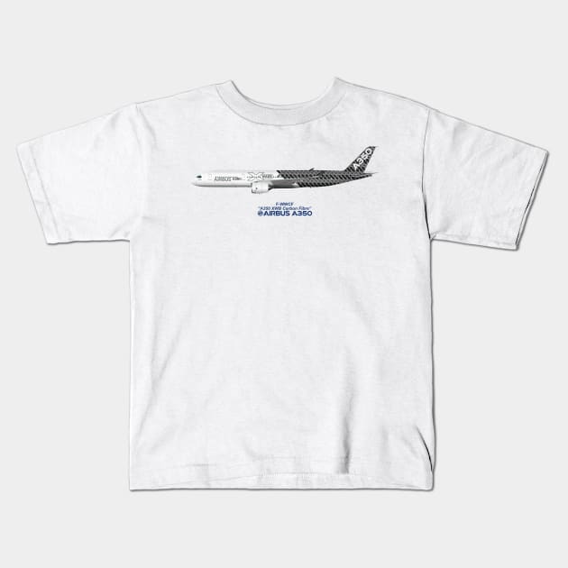 Illustration of Airbus A350 F-WWCF Kids T-Shirt by SteveHClark